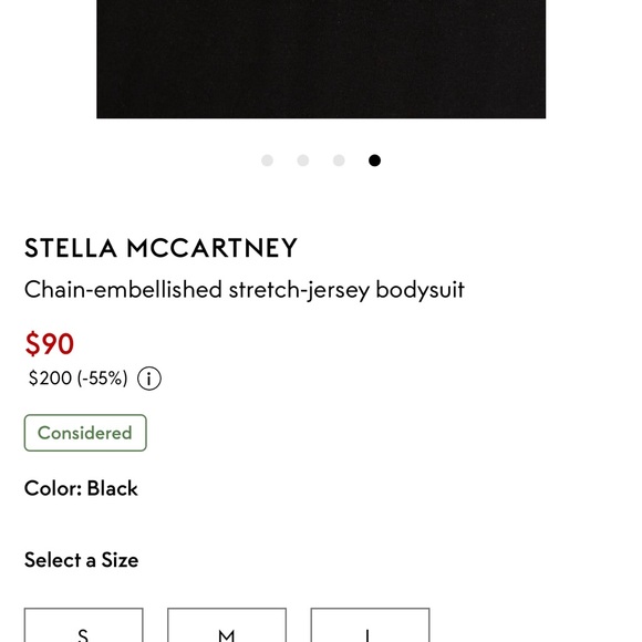 Stella McCartney**Falabella Black Chain-Embellished Bodysuit***Small***$279 - Picture 4 of 5